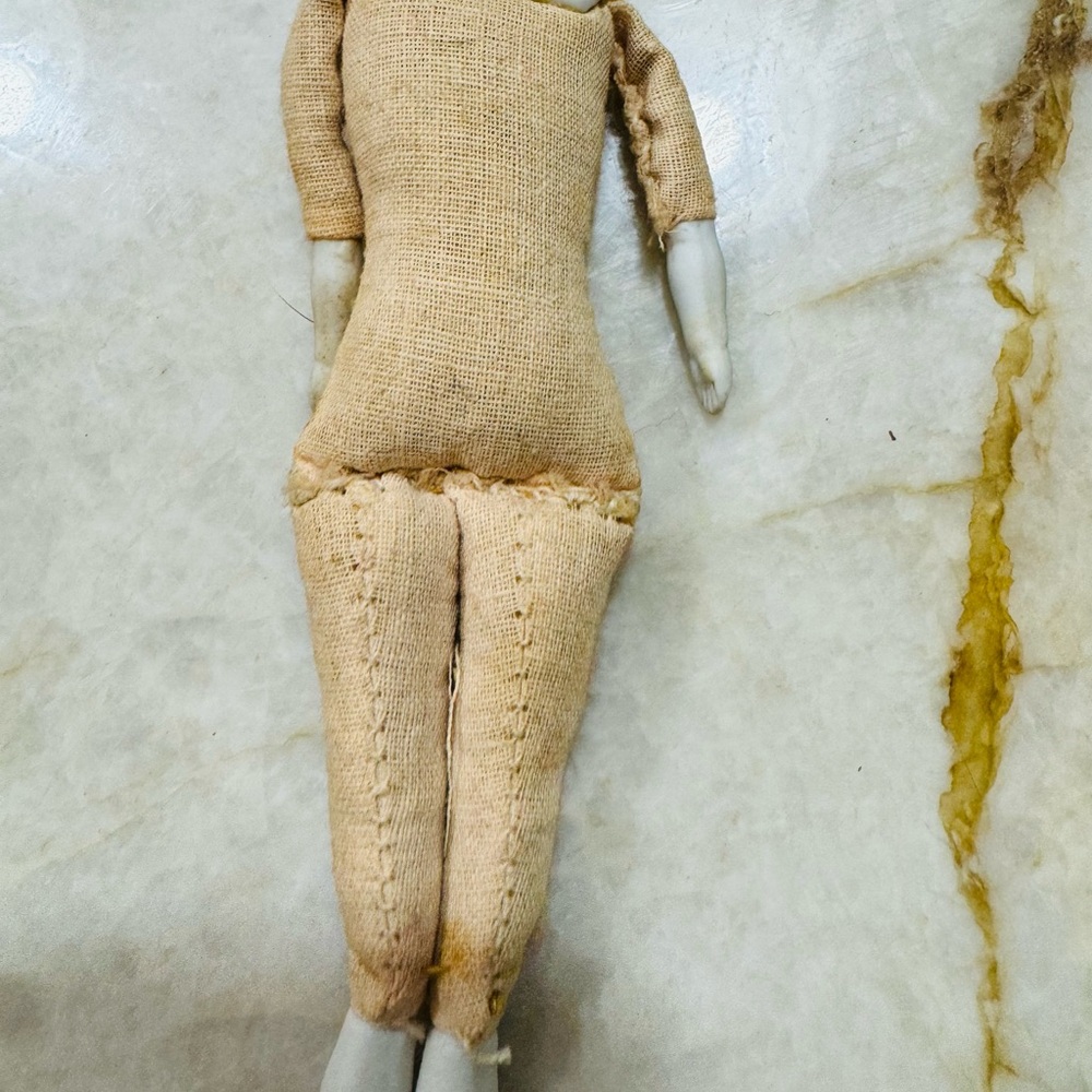 Antique Hertwig Lowbrow China Head Doll Germany 6” Porcelain Bisque c1900 - Picture 7 of 9